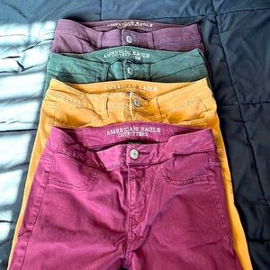 AEO 4 Pair Jewel Toned Jeans Size 4